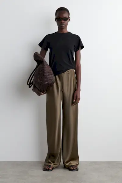 Satin Wide-Leg Trousers