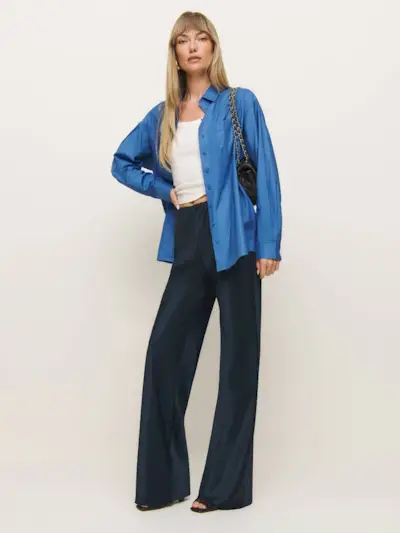 Gale Satin Mid Rise Bias Pant
