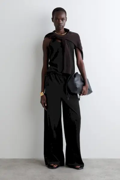 Cotton-Linen Wide-Leg Trousers