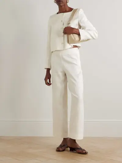 Noelle Linen Straight-Leg Pants