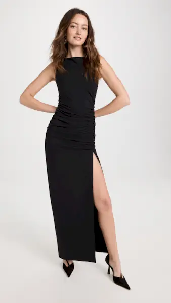 Susana Monaco + Sleeveless Gathered Slit Dress