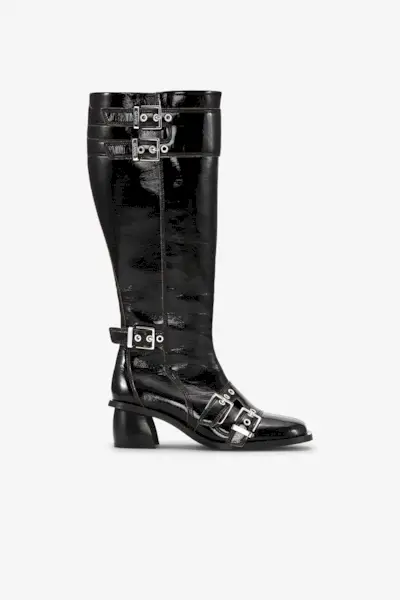 GANNI, Black Feminine Buckle High Boots
