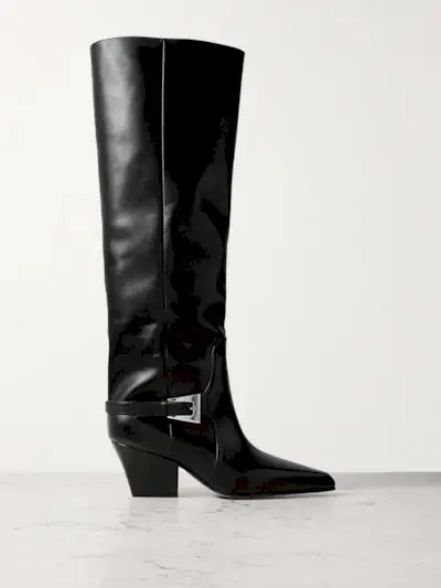 Jane Buckled Leather Knee Boots