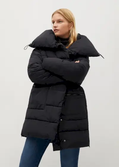 Mango + Collar Quilted Coat