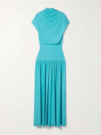 Victoria Draped Stretch-Jersey Maxi Dress