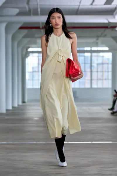 An image of Tibi's spring/summer 2025 runway, one of the best luxury independent fashion brands.