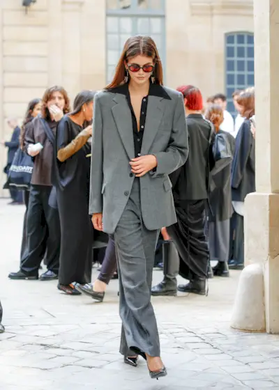 An image of Kaia Gerber wearing head to toe The Row.