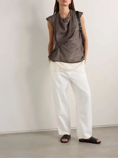 Sharka Cotton and Cashmere-Blend Twill Wide-Leg Pants