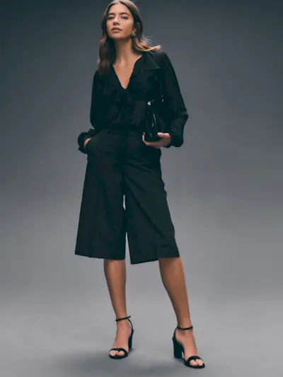 Black Tailored Long Shorts