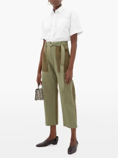 MSGM + Panelled Cotton-Gabardine Straight-Leg Trousers