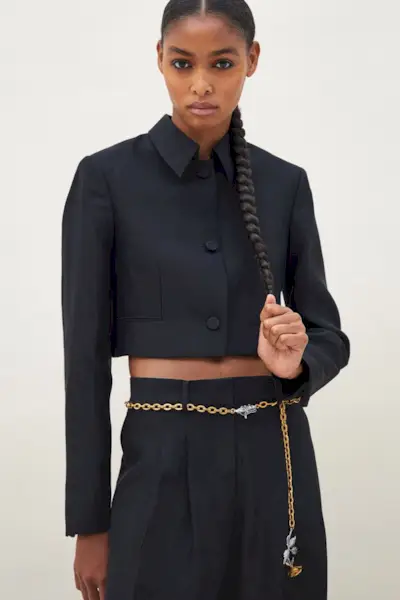 H&M + Cropped Silk-Blend Jacket