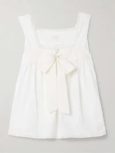 Suvereto Lace-Trimmed Swiss-Dot and Broderie Anglaise Cotton-Voile Tank