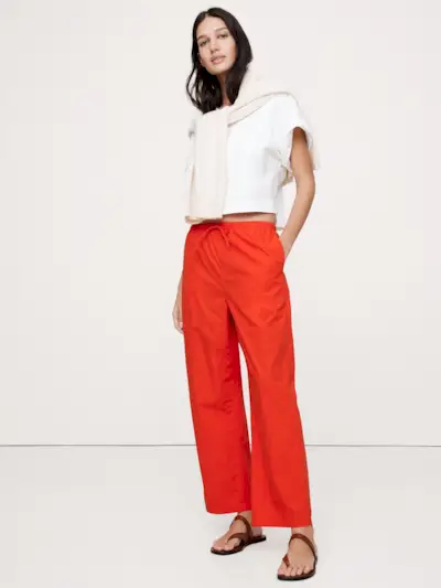 Cotton Poplin Pull-On Pant