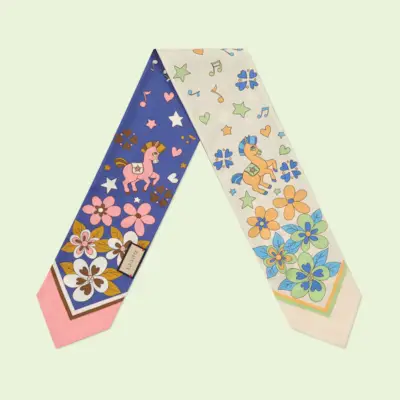 Gucci + Retro Flower and Pony Print Neck Bow