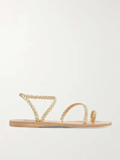 Eleftheria Braided Metallic Leather Sandals