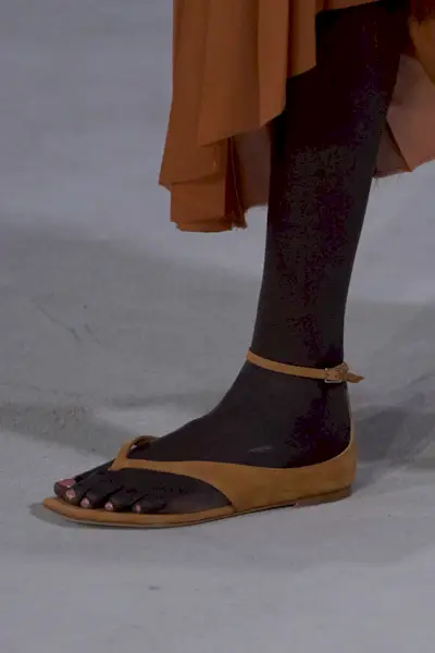 Sandal Trends 2025: Philosophy Di Lorenzo Serafini suede sandals on the spring/summer 2025 runway