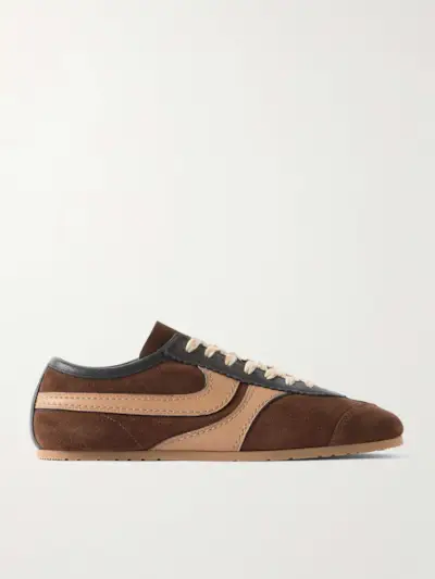 Leather-Trimmed Suede Sneakers