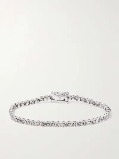 Hexagon Small 18-Karat White Gold Diamond Tennis Bracelet