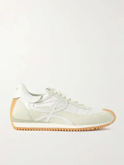 Flow Logo-Appliquéd Shell, Leather and Suede Sneakers