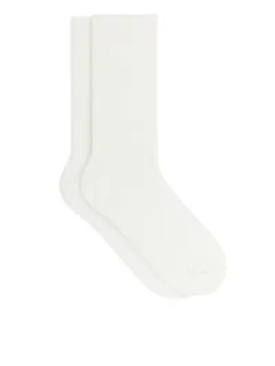 Supima Cotton Rib Socks - White - Arket Gb