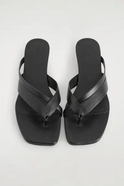 Crossover-Strap Kitten-Heel Sandals