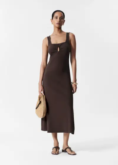 Buckle-Detailed Midi Dress