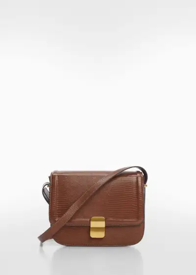 Mango + Croc-Effect Flap Bag