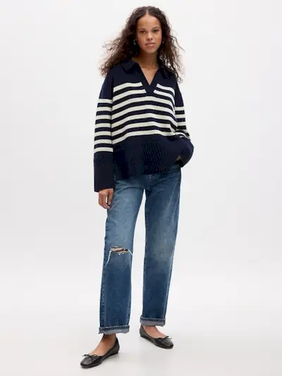 Gap + 24/7 Split-Hem Polo Sweater