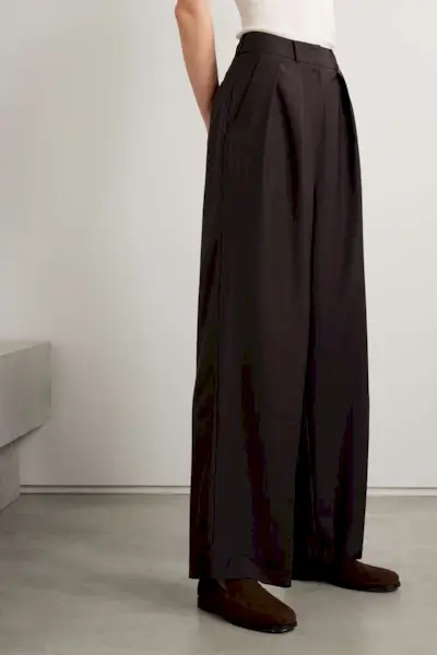 The Frankie Shop + Ripley Pleated Woven Wide-Leg Pants