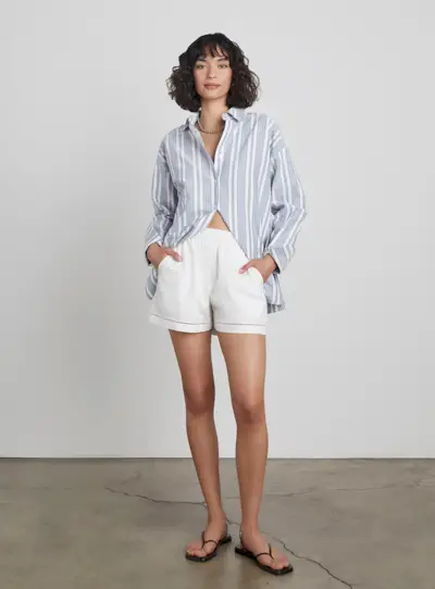 Mommy's Reviews Collection + Ray Cotton Pull-On Shorts With Ladder-Stitch Embroidery