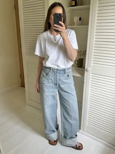 Emily Dawes tries on citizens of humanity best-selling ayla jeans