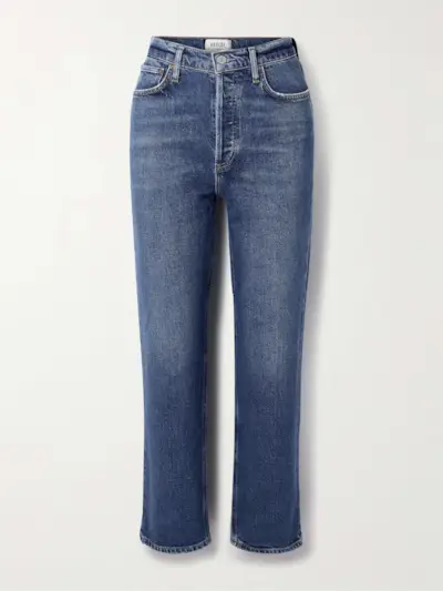 '90s Pinch Waist Cropped High-Rise Straight-Leg Jeans