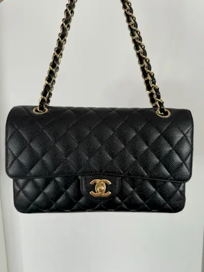 Chanel Classic Flap Bag - Medium - Black Caviar Leather With Gold Hardware