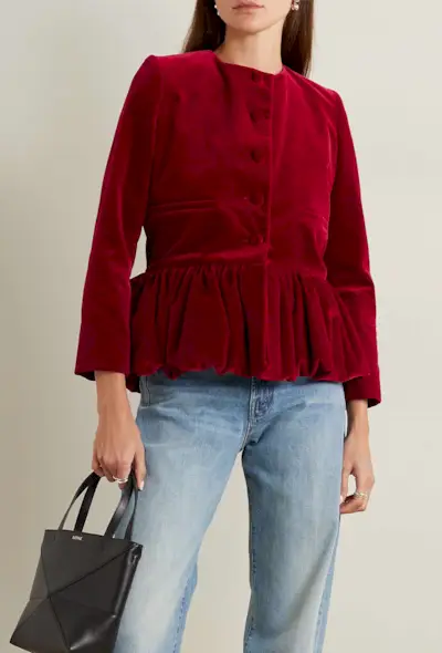 LIBEROWE + Net Sustain Velvet Peplum Jacket