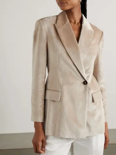 Asymmetric Velvet Blazer