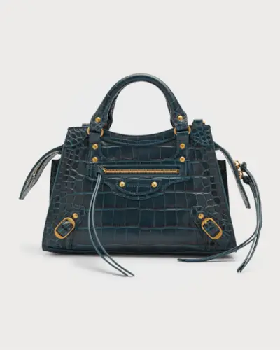 Balenciaga + Neo Classic City XS Croc-Embossed Top-Handle Bag