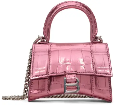 Balenciaga + Pink Mini Hourglass Top Handle Bag