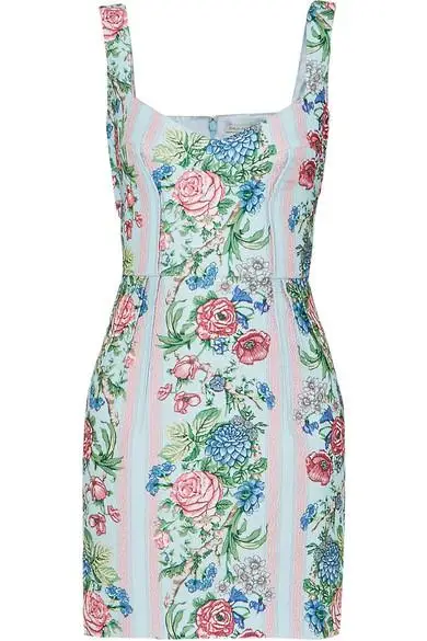 Emilia Wickstead + Judita Floral-Print Cloqué Mini Dress