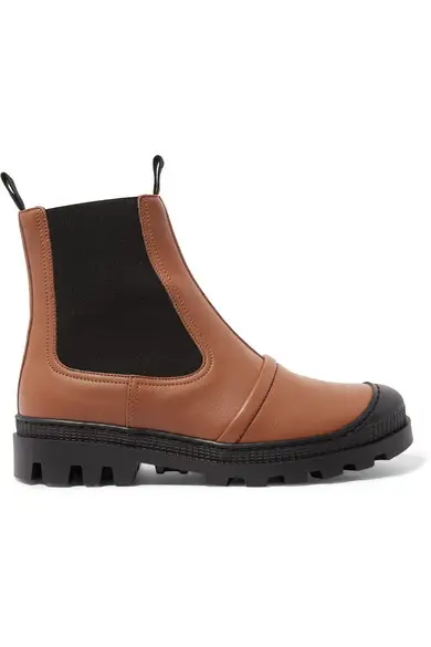 Loewe + Rubber-Trimmed Leather Chelsea Boots