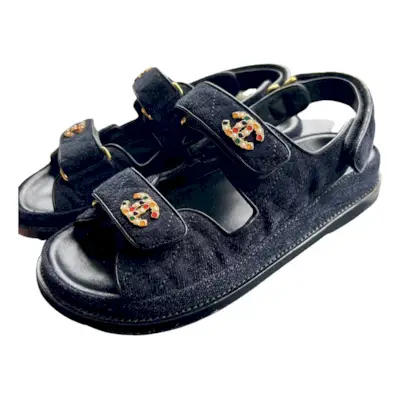 Chanel + Dad Sandals Velvet Sandal