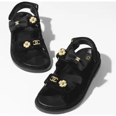 Chanel + Velvet Sandals