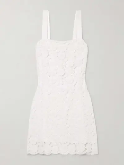 Kira Grosgrain-Trimmed Guipure Lace Cotton Mini Dress