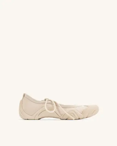 Caitlin Lace-Up Ballerina Sneakers - Beige