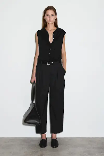 Pleated Barrel-Leg Wool Trousers
