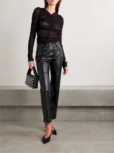 Bruno Coated Woven Straight-Leg Pants