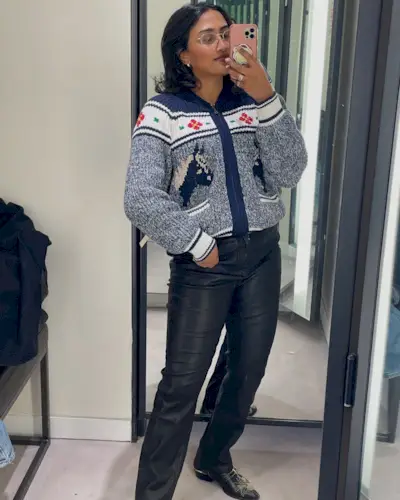 @chiarasatelier wears Paige's Cindy leather trousers