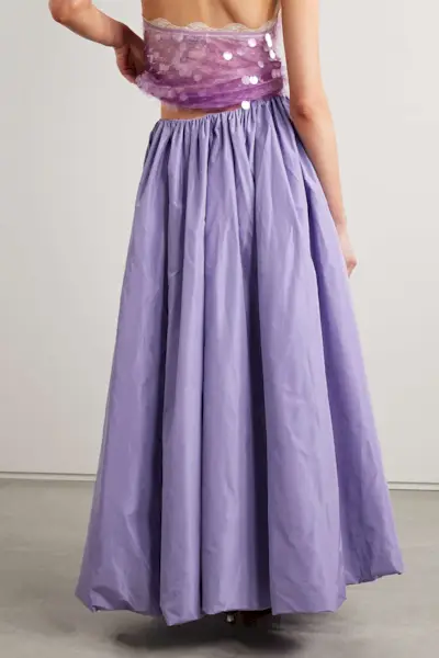 Bellagio Gathered Taffeta Maxi Skirt