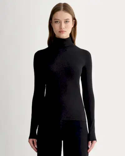 The Luxe Rib Turtleneck | Black - Xxs