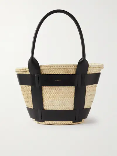 + Net Sustain Santorini Leather-Trimmed Raffia Tote