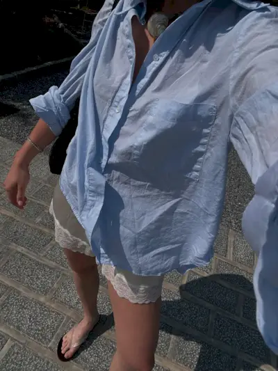 Jordan Goldberg wearing silk shorts.